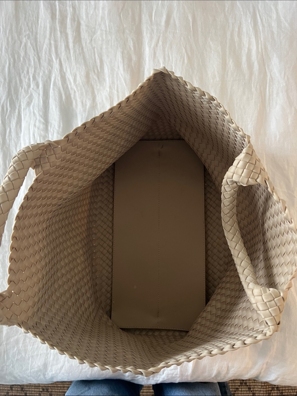 Naghedi Woven Tote in Beige - Picture 3 of 5